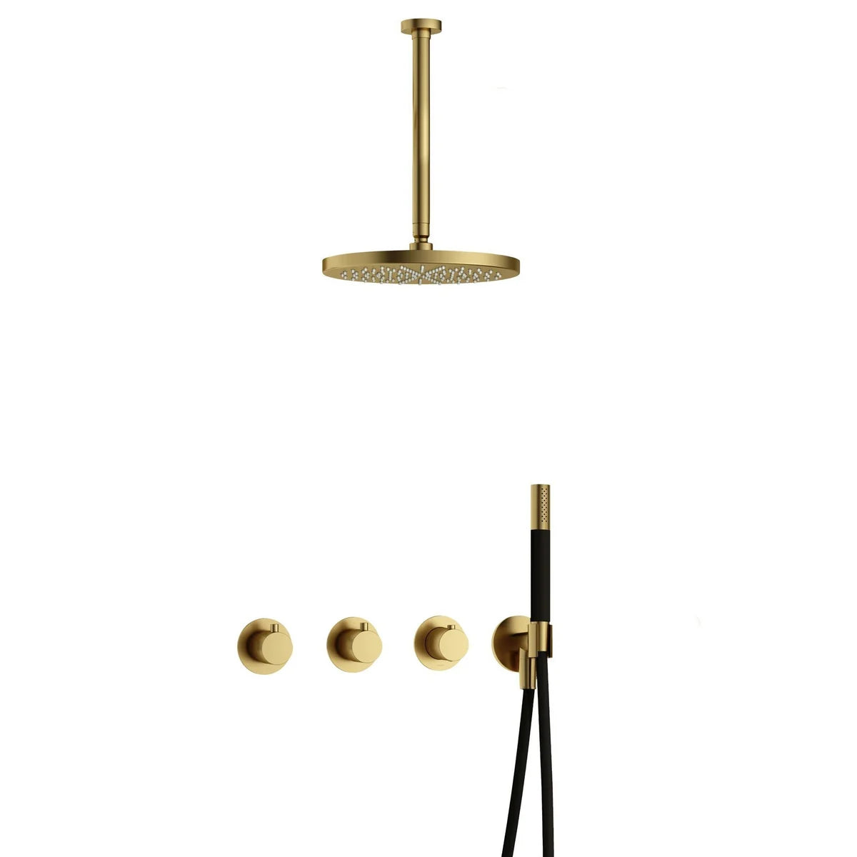 Hotbath Cobber IBS70 Regendoucheset inbouw - 30cm ronde hoofddouche - geborsteld messing PVD