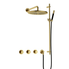 Hotbath Cobber IBS70 Regendoucheset inbouw - 30cm ronde hoofddouche - geborsteld messing PVD
