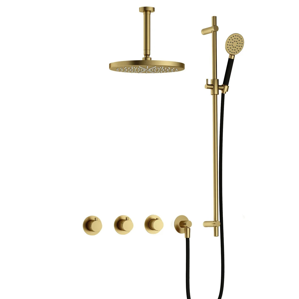 Hotbath Cobber IBS70 Regendoucheset inbouw - 30cm ronde hoofddouche - geborsteld messing PVD