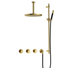 Hotbath Cobber IBS70 Regendoucheset inbouw - 30cm ronde hoofddouche - geborsteld messing PVD
