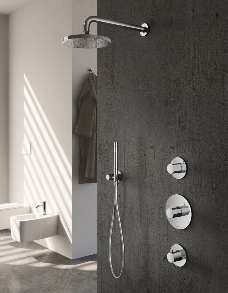 Hotbath IBS1 Buddy inbouw doucheset - ronde 3 standen handdouche - 20cm hoofddouche - wandarm - zonder glijstang - Geborsteld Nikkel