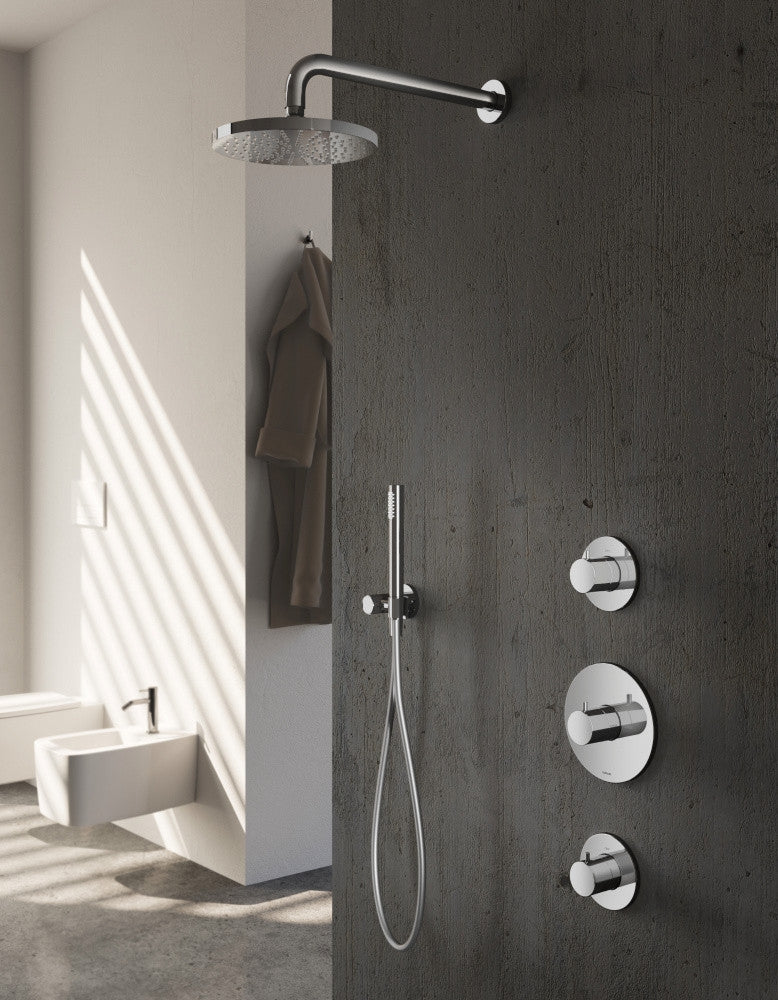Hotbath IBS1 Buddy inbouw doucheset - ronde 3 standen handdouche - 20cm hoofddouche - wandarm - glijstang - Geborsteld Nikkel