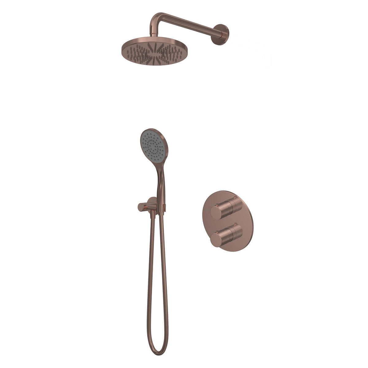 Hotbath Buddy IBS12A inbouw doucheset - 3-standen handdouche - 20cm hoofddouche - 15cm plafondbuis - wandhouder - Geborsteld Koper PVD