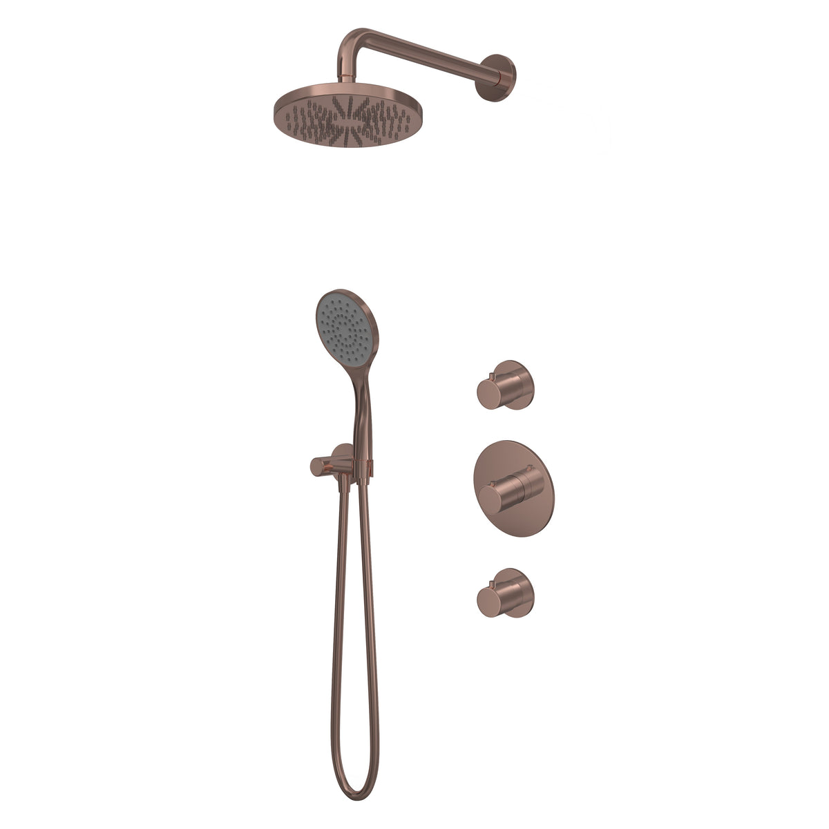 Hotbath Buddy IBS12 inbouw doucheset - 3-standen handdouche - 20cm hoofddouche - 15cm plafondbuis - glijstang - Geborsteld Koper PVD