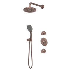 Hotbath Buddy IBS12 inbouw doucheset - 3-standen handdouche - 20cm hoofddouche - 15cm plafondbuis - wandhouder - Geborsteld Koper PVD
