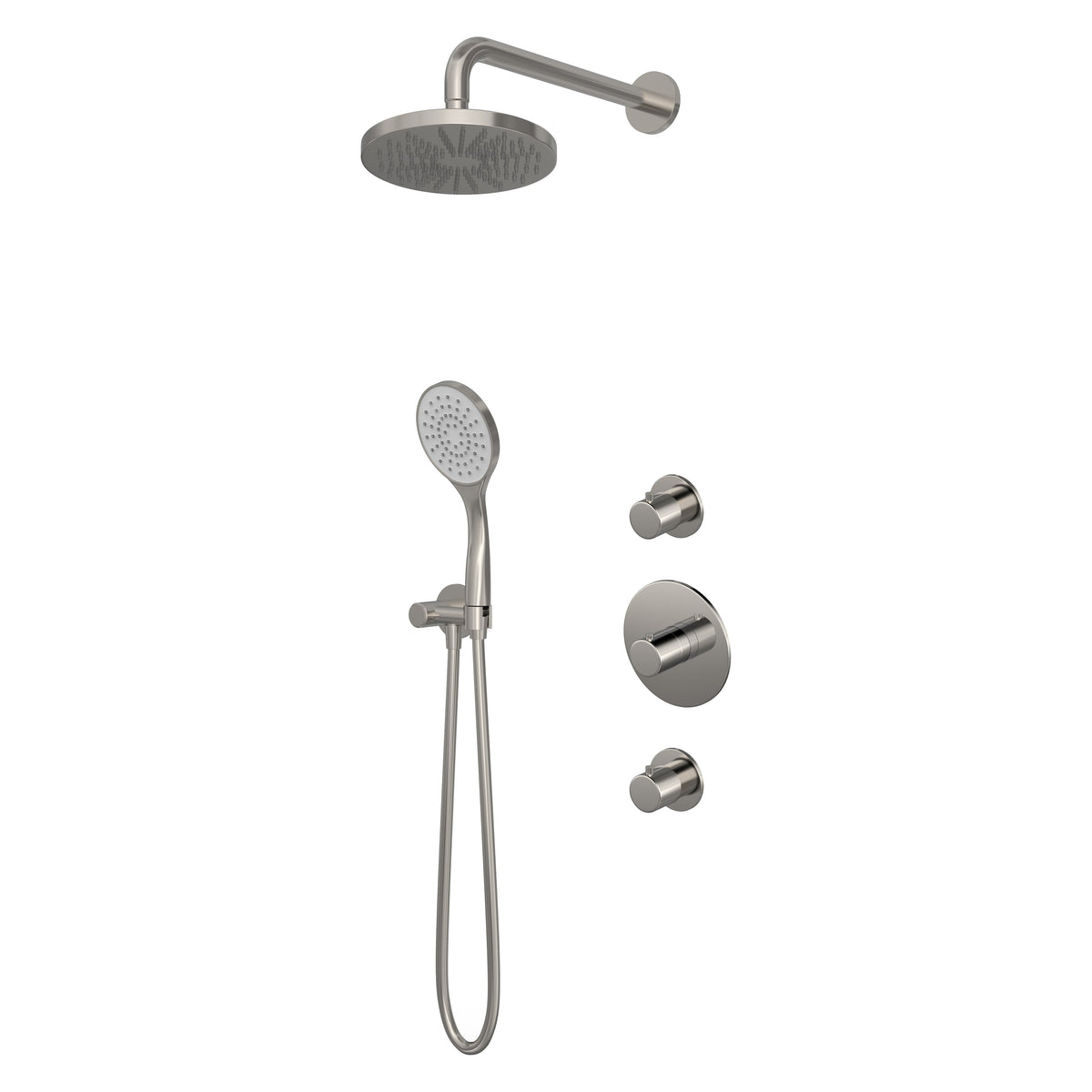 Hotbath Buddy IBS12 inbouw doucheset - 3-standen handdouche - 20cm hoofddouche - 15cm plafondbuis - glijstang - Geborsteld Nikkel