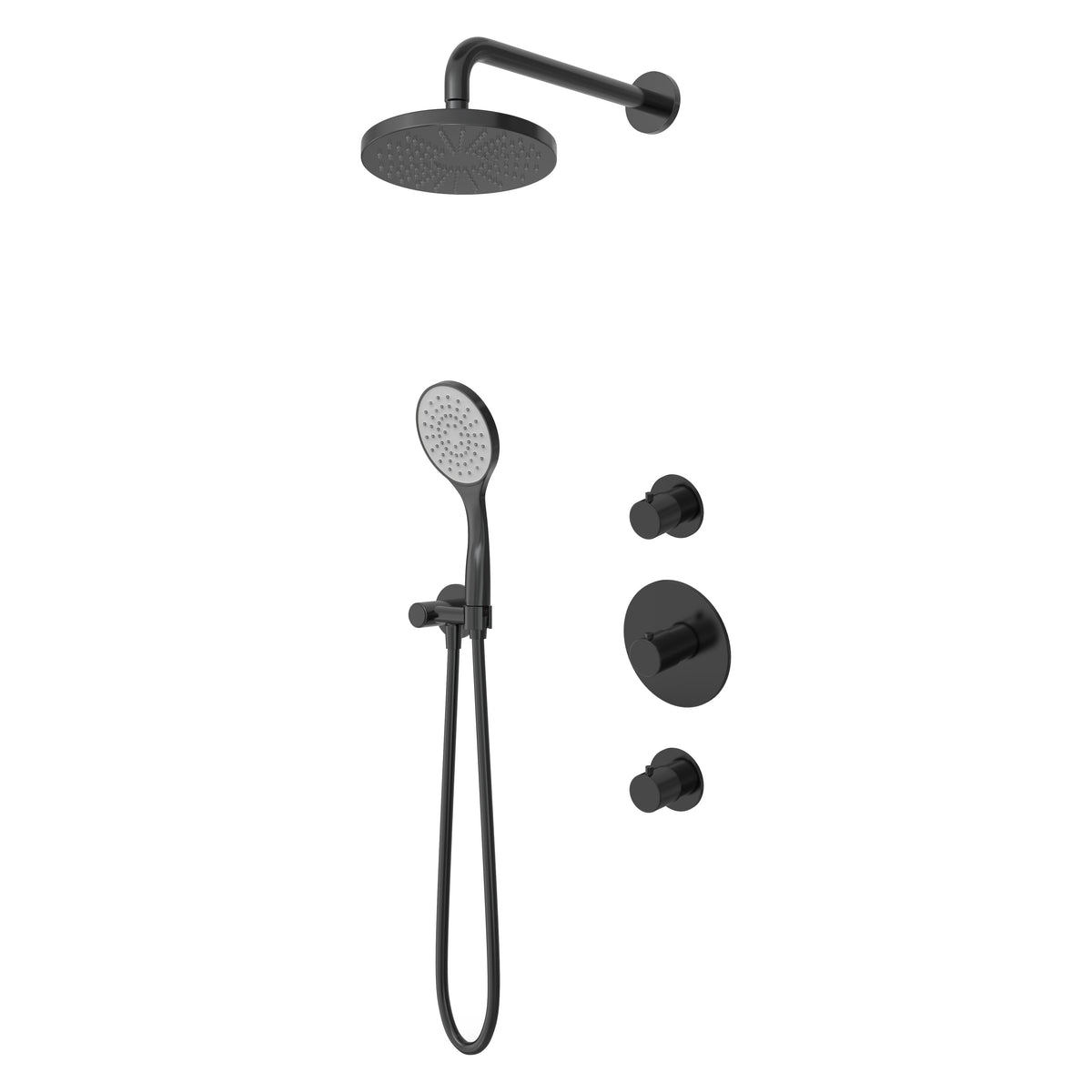 Hotbath Buddy IBS12 inbouw doucheset - 3-standen handdouche - 20cm hoofddouche - 15cm plafondbuis - wandhouder - Geborsteld Zwart PVD