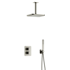 Hotbath Gal IBS40A inbouw doucheset met 2-weg stop-omstel met plafondbuis - Geborsteld Nikkel