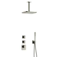 Hotbath Gal IBS40 inbouw doucheset High Flow met 2 stopkranen met plafondbuis - Geborsteld Nikkel