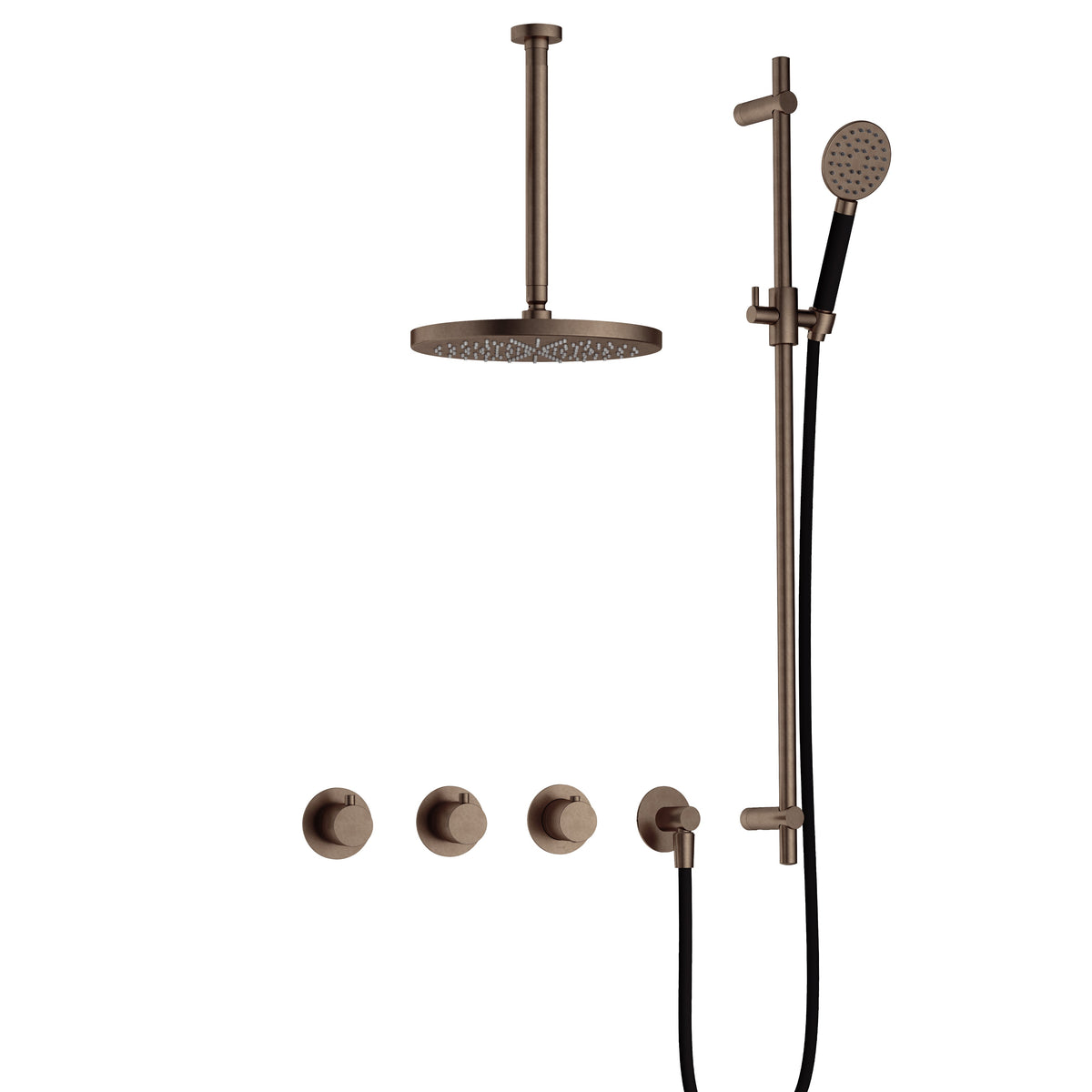 Hotbath Cobber IBS70 inbouw doucheset - ronde handdouche - 25cm hoofddouche - 30cm plafondbuis - glijstang - Verouderd Messing