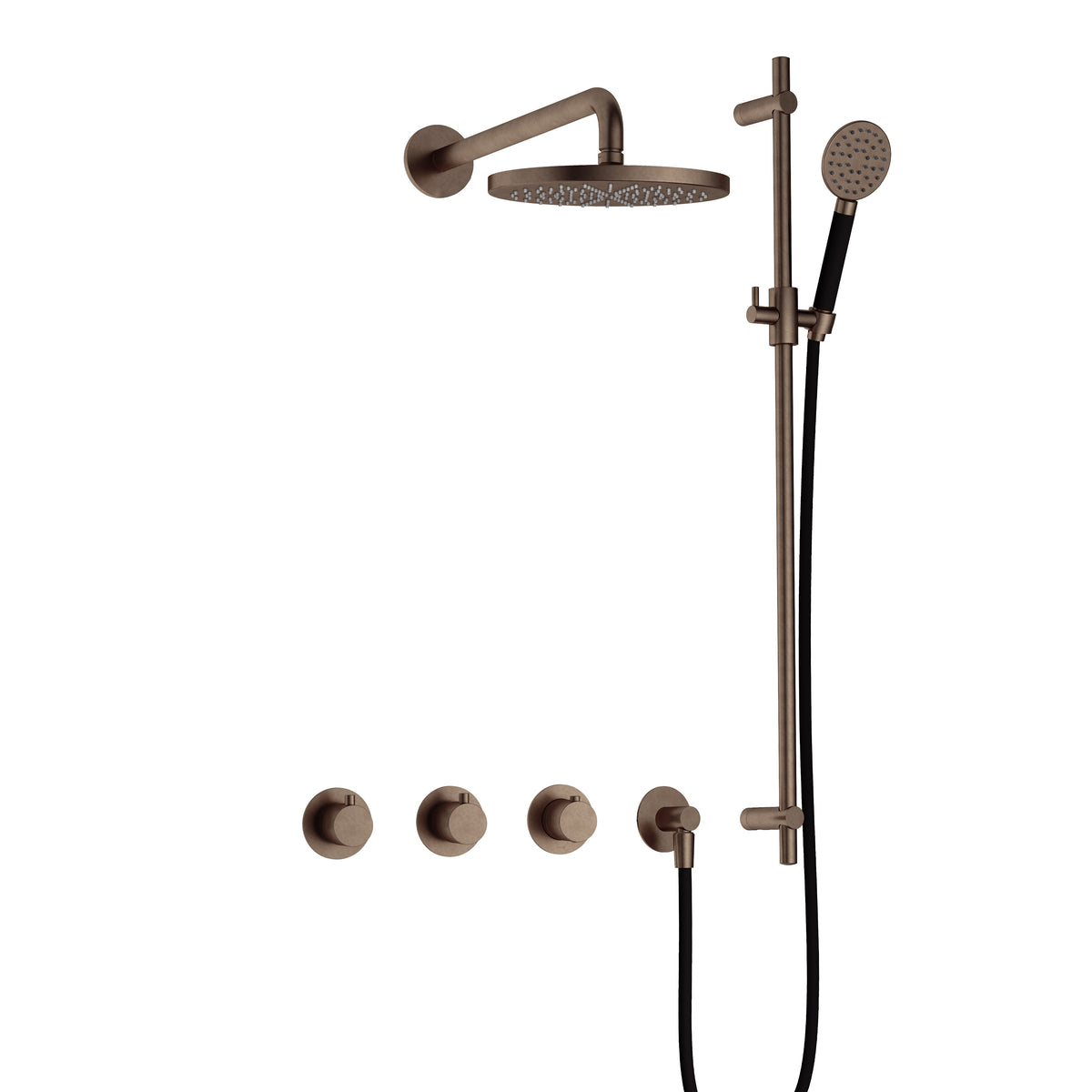 Hotbath Cobber IBS70 inbouw doucheset - ronde handdouche - 25cm hoofddouche - wandarm - glijstang - Verouderd Messing