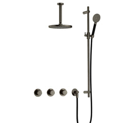 Hotbath Cobber IBS70 inbouw doucheset - ronde handdouche - 25cm hoofddouche - 15cm plafondbuis - glijstang - Verouderd IJzer