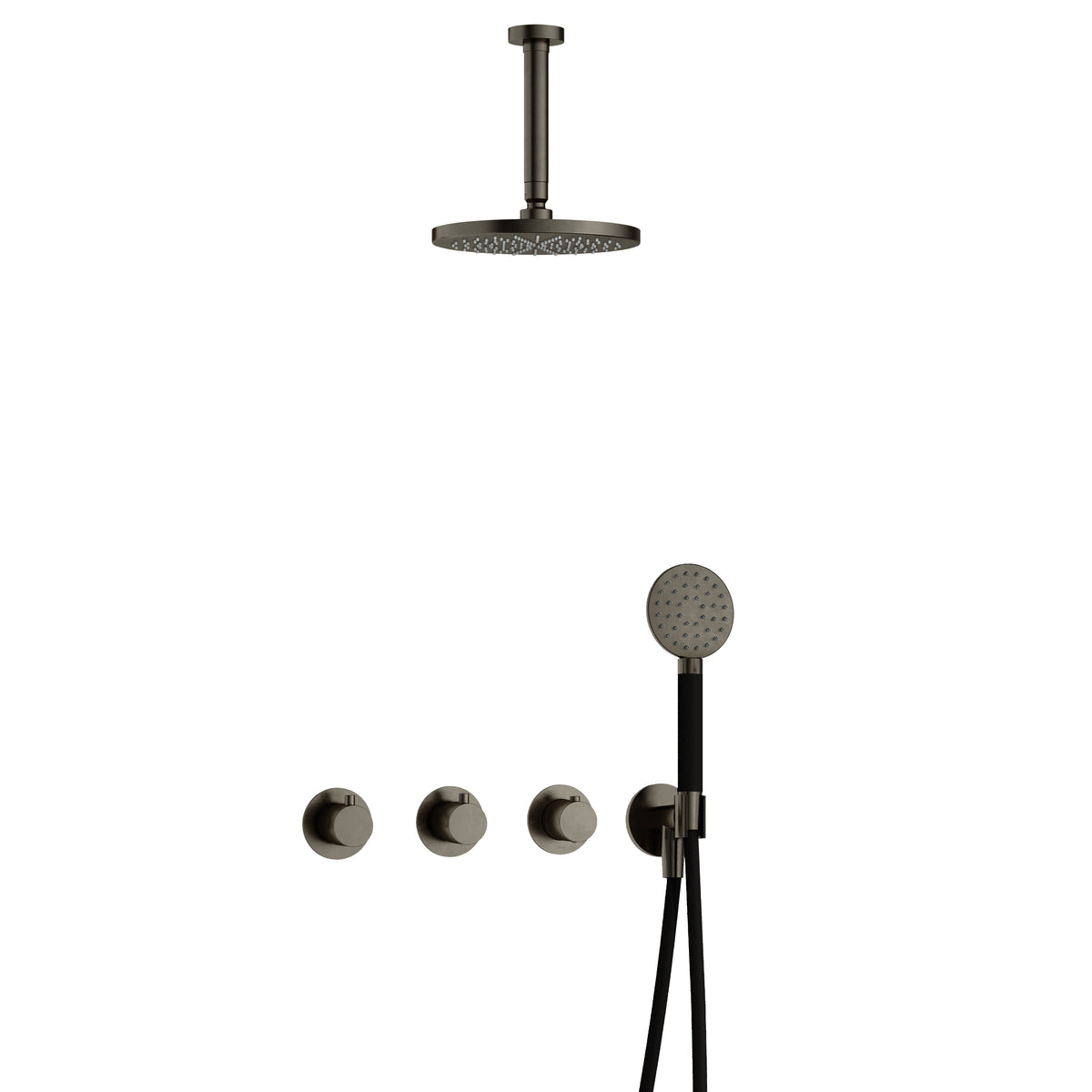 Hotbath Cobber IBS70 inbouw doucheset - ronde handdouche - 25cm hoofddouche - 15cm plafondbuis - wandhouder - Verouderd IJzer