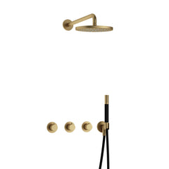 Hotbath Cobber IBS70 inbouw doucheset - staafhanddouche - 25cm hoofddouche - wandarm - wandhouder - Geborsteld Messing