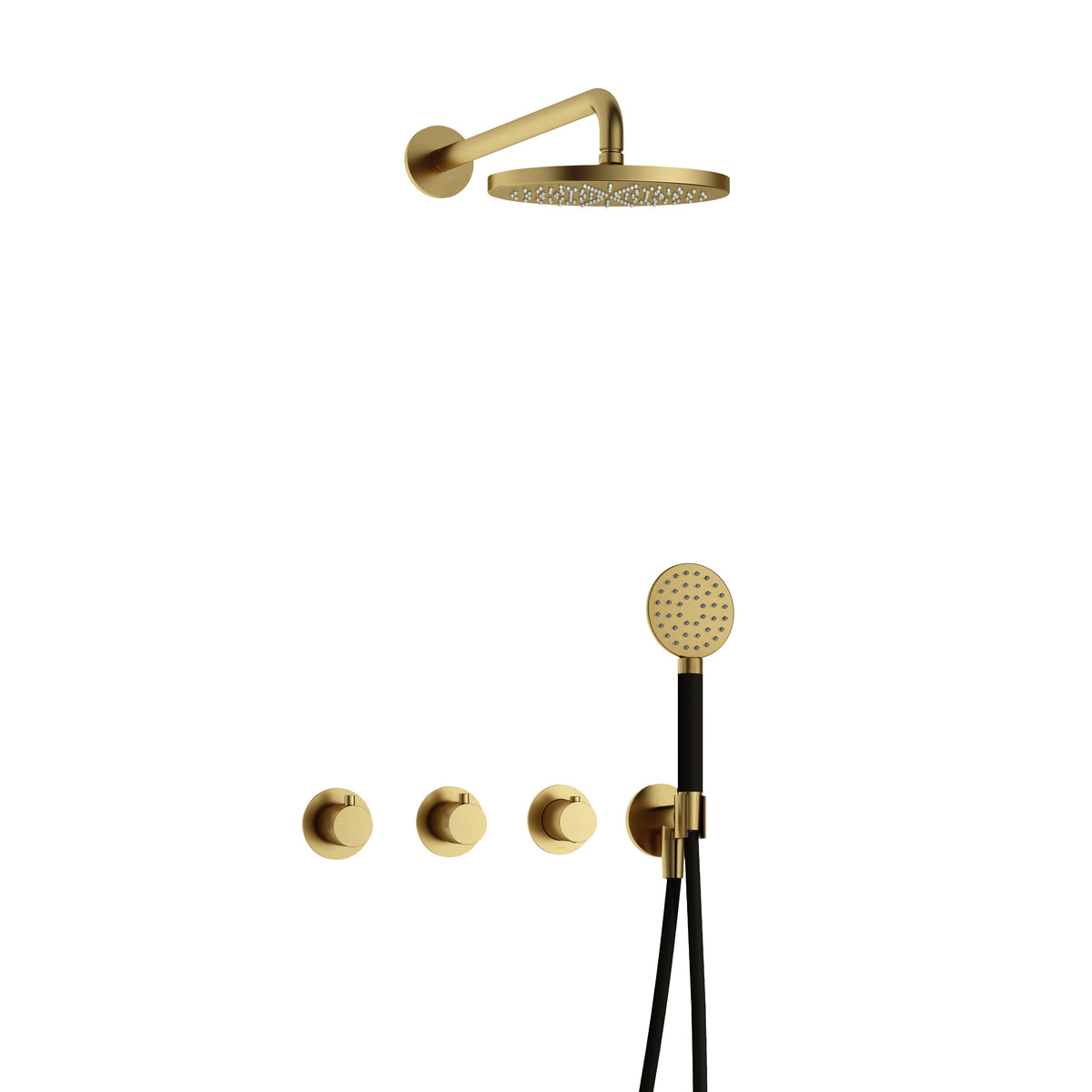 Hotbath Cobber IBS70 inbouw doucheset - ronde handdouche - 25cm hoofddouche - wandarm - wandhouder - Geborsteld Messing PVD