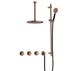 Hotbath Cobber IBS70 inbouw doucheset - ronde handdouche - 25cm hoofddouche - 30cm plafondbuis - glijstang - Geborsteld Koper PVD