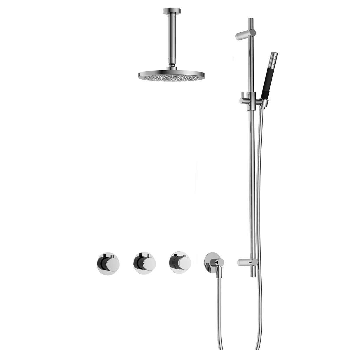 Hotbath Cobber IBS70 inbouw doucheset - staafhanddouche - 25cm hoofddouche - 15cm plafondbuis - glijstang - Chroom
