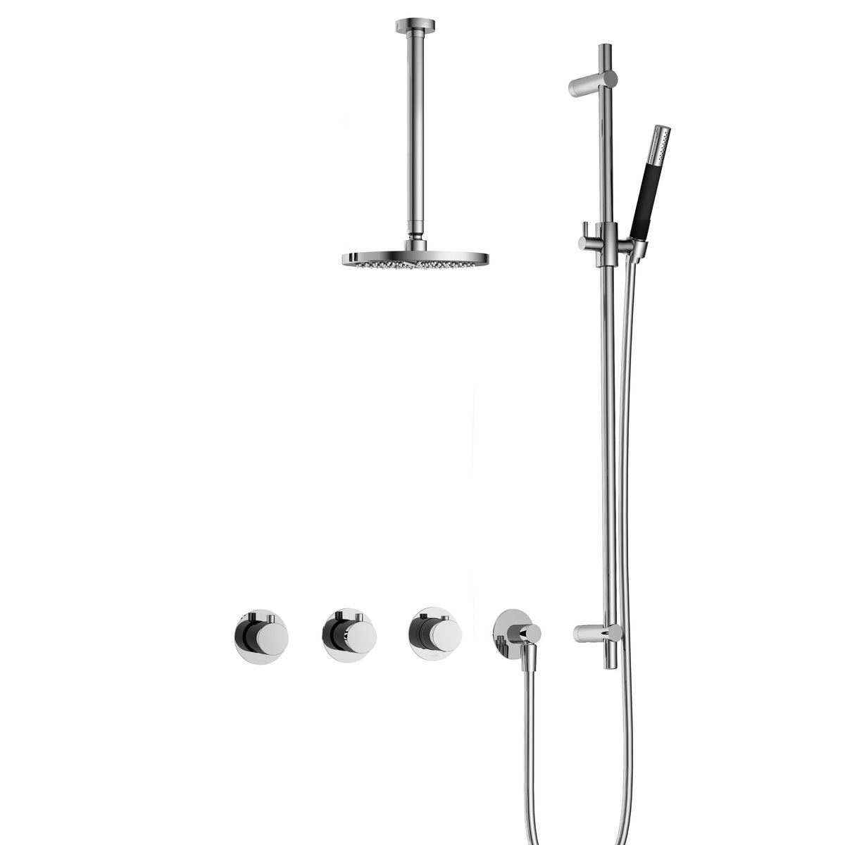 Hotbath Cobber IBS70 inbouw doucheset - staafhanddouche - 25cm hoofddouche - 30cm plafondbuis - glijstang - Chroom