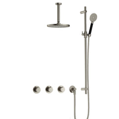 Hotbath Cobber IBS70 inbouw doucheset - ronde handdouche - 25cm hoofddouche - 15cm plafondbuis - glijstang - Geborsteld Nikkel