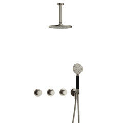 Hotbath Cobber IBS70 inbouw doucheset - ronde handdouche - 25cm hoofddouche - 15cm plafondbuis - wandhouder - Geborsteld Nikkel