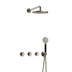 Hotbath Cobber IBS70 inbouw doucheset - ronde handdouche - 25cm hoofddouche - wandarm - wandhouder - Geborsteld Nikkel