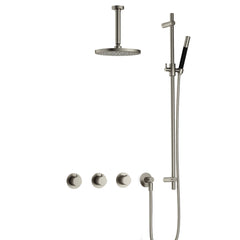 Hotbath Cobber IBS70 inbouw doucheset - staafhanddouche - 25cm hoofddouche - 15cm plafondbuis - glijstang - Geborsteld Nikkel