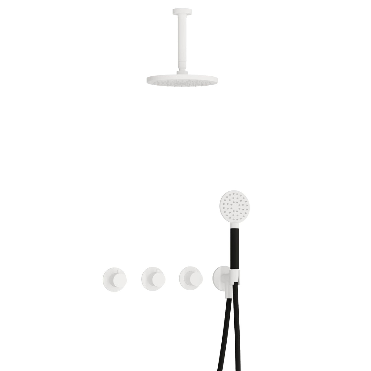 Hotbath Cobber IBS70 inbouw doucheset - ronde handdouche - 25cm hoofddouche - 15cm plafondbuis - wandhouder - Mat Wit