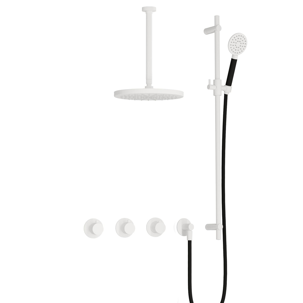 Hotbath Cobber IBS70 inbouw doucheset - ronde handdouche - 25cm hoofddouche - 30cm plafondbuis - glijstang - Mat Wit