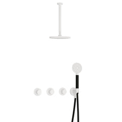 Hotbath Cobber IBS70 inbouw doucheset - ronde handdouche - 25cm hoofddouche - 30cm plafondbuis - wandhouder - Mat Wit