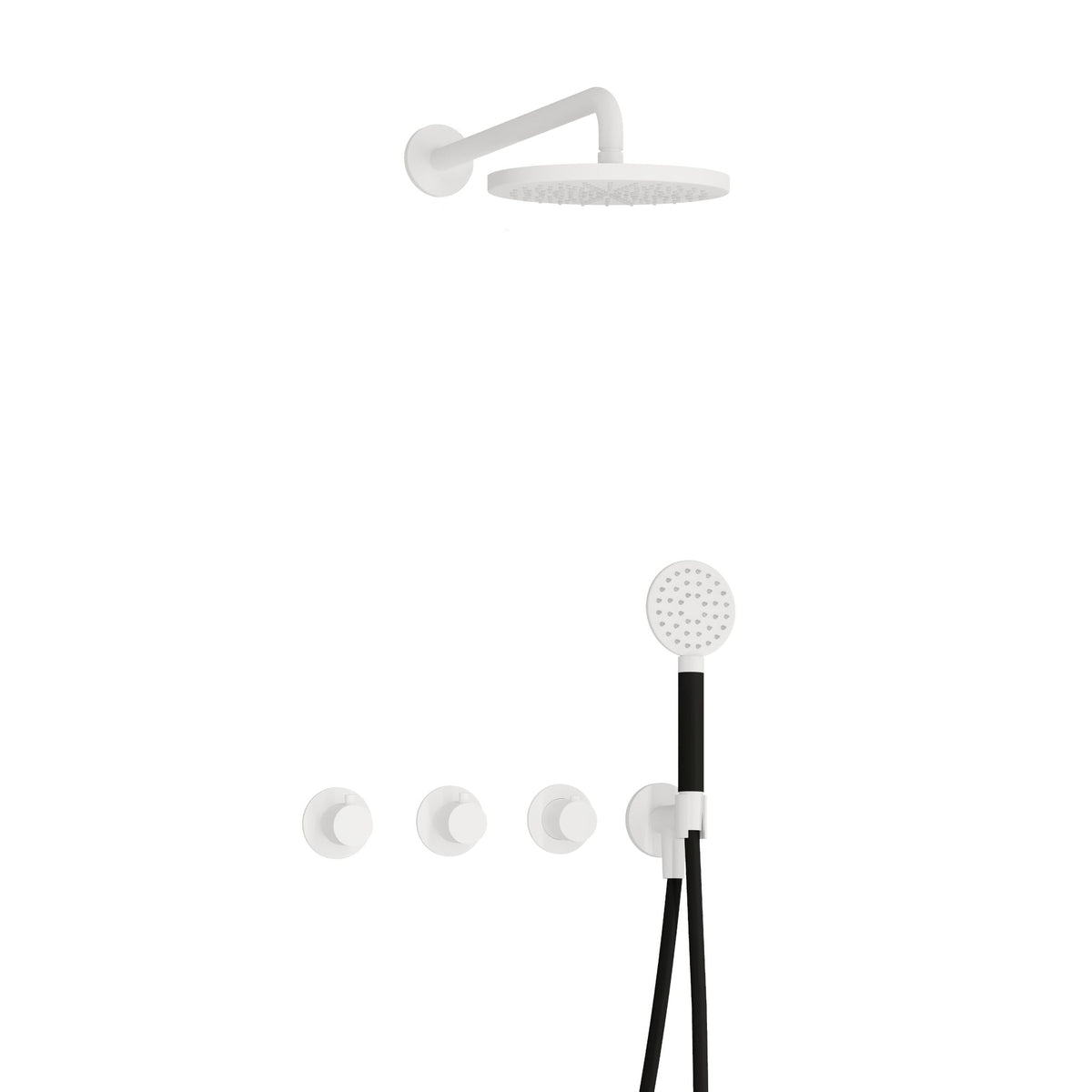 Hotbath Cobber IBS70 inbouw doucheset - ronde handdouche - 25cm hoofddouche - wandarm - wandhouder - Mat Wit