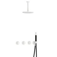 Hotbath Cobber IBS70 inbouw doucheset - staafhanddouche - 25cm hoofddouche - 15cm plafondbuis - wandhouder - Mat Wit
