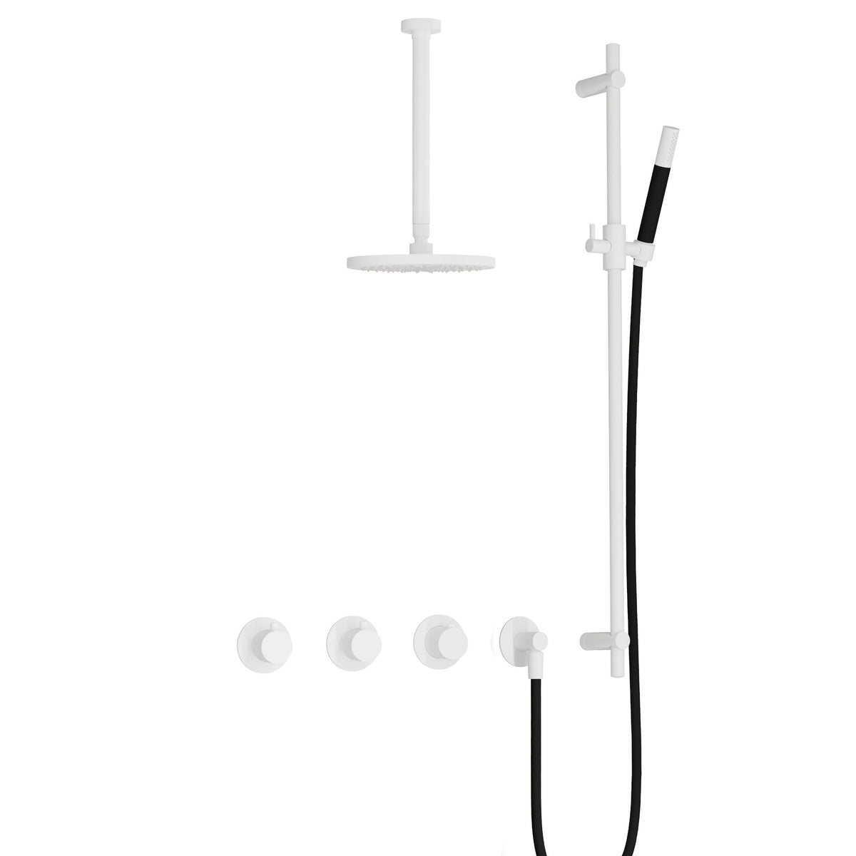 Hotbath Cobber IBS70 inbouw doucheset - staafhanddouche - 25cm hoofddouche - 30cm plafondbuis - glijstang - Mat Wit