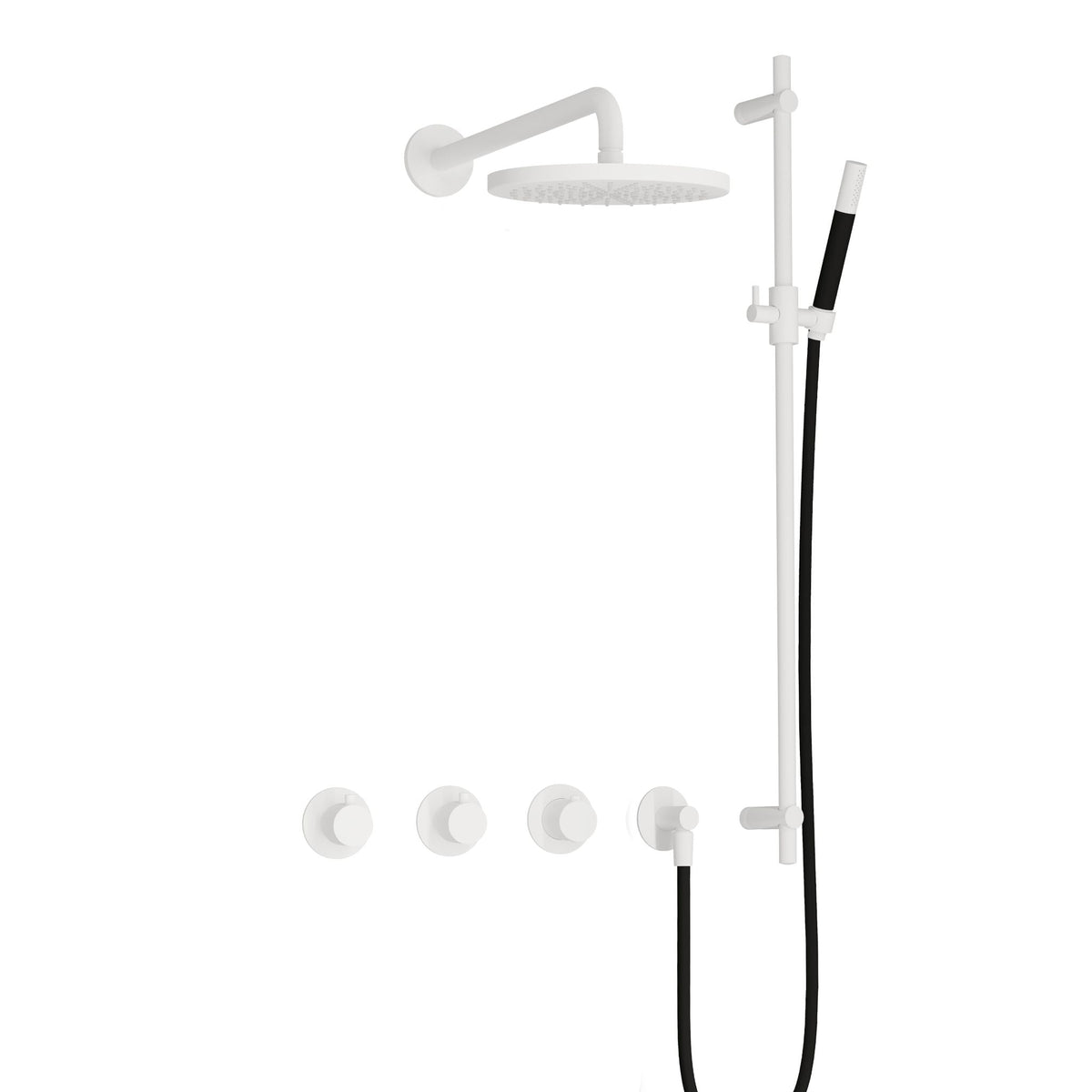 Hotbath Cobber IBS70 inbouw doucheset - staafhanddouche - 25cm hoofddouche - wandarm - glijstang - Mat Wit