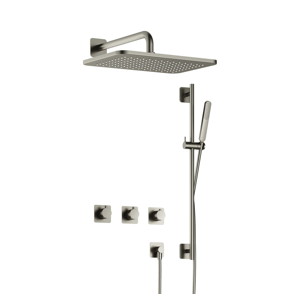 Hotbath Gal IBSGL70 inbouw doucheset met 2 stopkranen met gl106 en glijstang - Geborsteld Nikkel