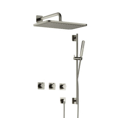 Hotbath Gal IBSGL70 inbouw doucheset met 2 stopkranen met gl106 en glijstang - Geborsteld Nikkel