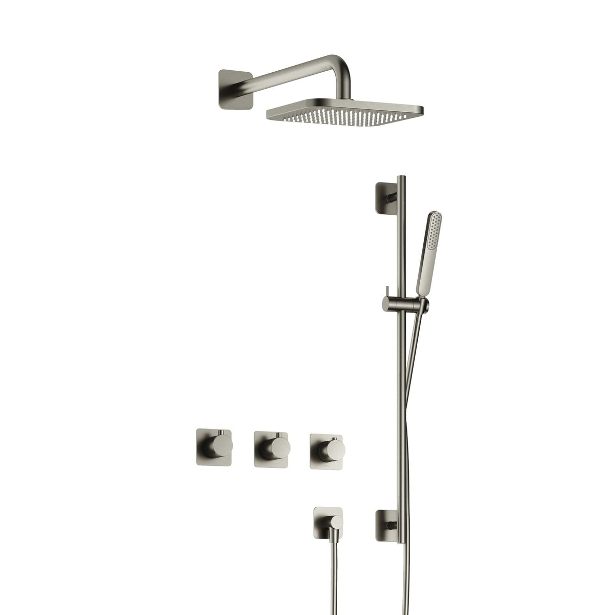 Hotbath Gal IBSGL70 inbouw doucheset met 2 stopkranen met glijstang - Geborsteld Nikkel