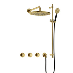 Hotbath Cobber X IBSX70 inbouw doucheset - ronde handdouche - 30cm hoofddouche - wandarm - glijstang - Geborsteld Messing PVD