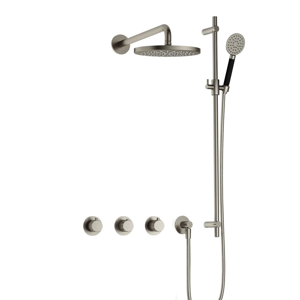 Hotbath Cobber X IBSX70 inbouw doucheset - ronde handdouche - 25cm hoofddouche - wandarm - glijstang - Geborsteld Nikkel