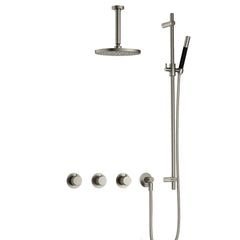 Hotbath Cobber X IBSX70 inbouw doucheset - staafhanddouche - 25cm hoofddouche - 15cm plafondbuis - glijstang - Geborsteld Nikkel