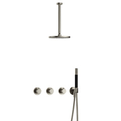 Hotbath Cobber X IBSX70 inbouw doucheset - staafhanddouche - 25cm hoofddouche - 30cm plafondbuis - wandhouder - Geborsteld Nikkel