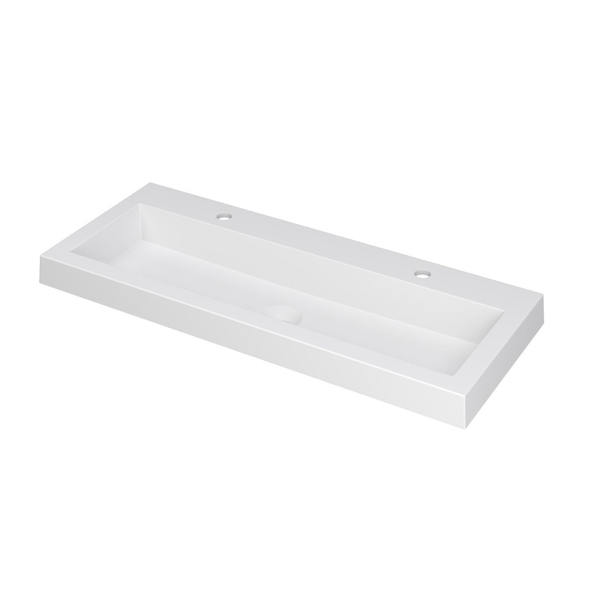 Ink Dock Wastafel Polystone met 2 kraangaten - Mat Wit - 100x40 cm - 3415322