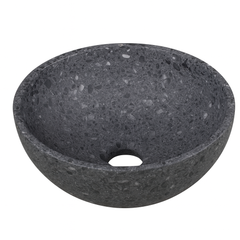 Ink Convex 24 opbouw fonteinkom rond 24cm composiet - mat grijs terrazzo