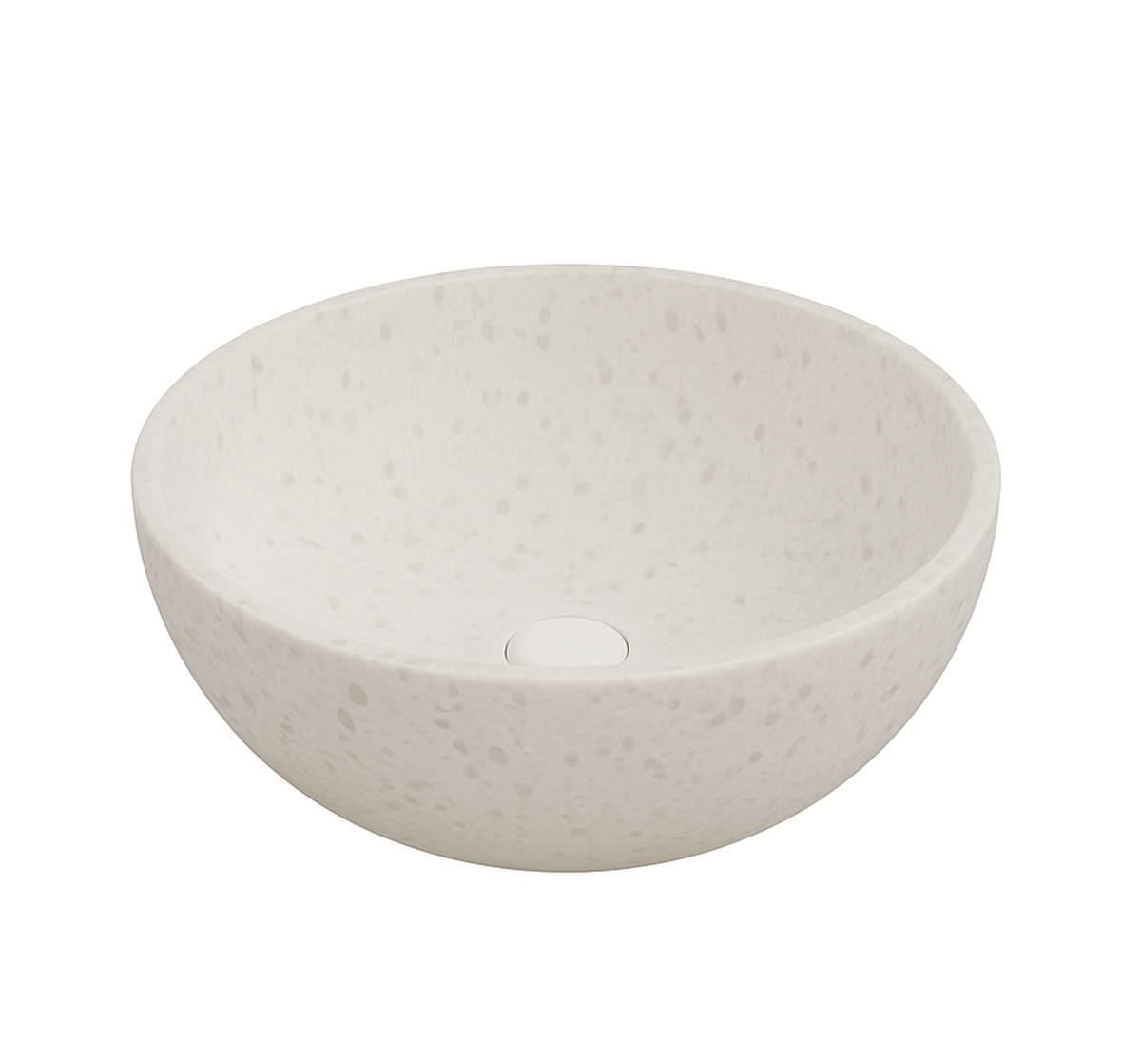 Ink Convex 24 opbouw fonteinkom rond 24cm composiet - mat wit terrazzo