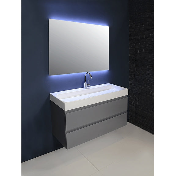 Ink Unit wastafel porselein met 1 kraangat incl. porseleinen click plug - Glans Wit - 120x40 cm - 0204081