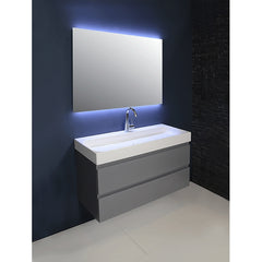 Ink Unit wastafel porselein met 1 kraangat incl. porseleinen click plug - Glans Wit - 120x40 cm - 0204081