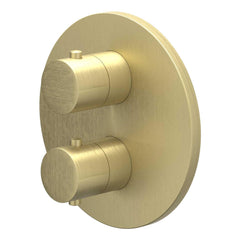 IVY Bond Regendoucheset - inbouw - 2-weg stop-omstel - 15cm plafondbuis - 20cm medium hoofddouche rond - glijstang met uitlaat - 150cm doucheslang - satin spray handdouche - Geborsteld mat goud PVD