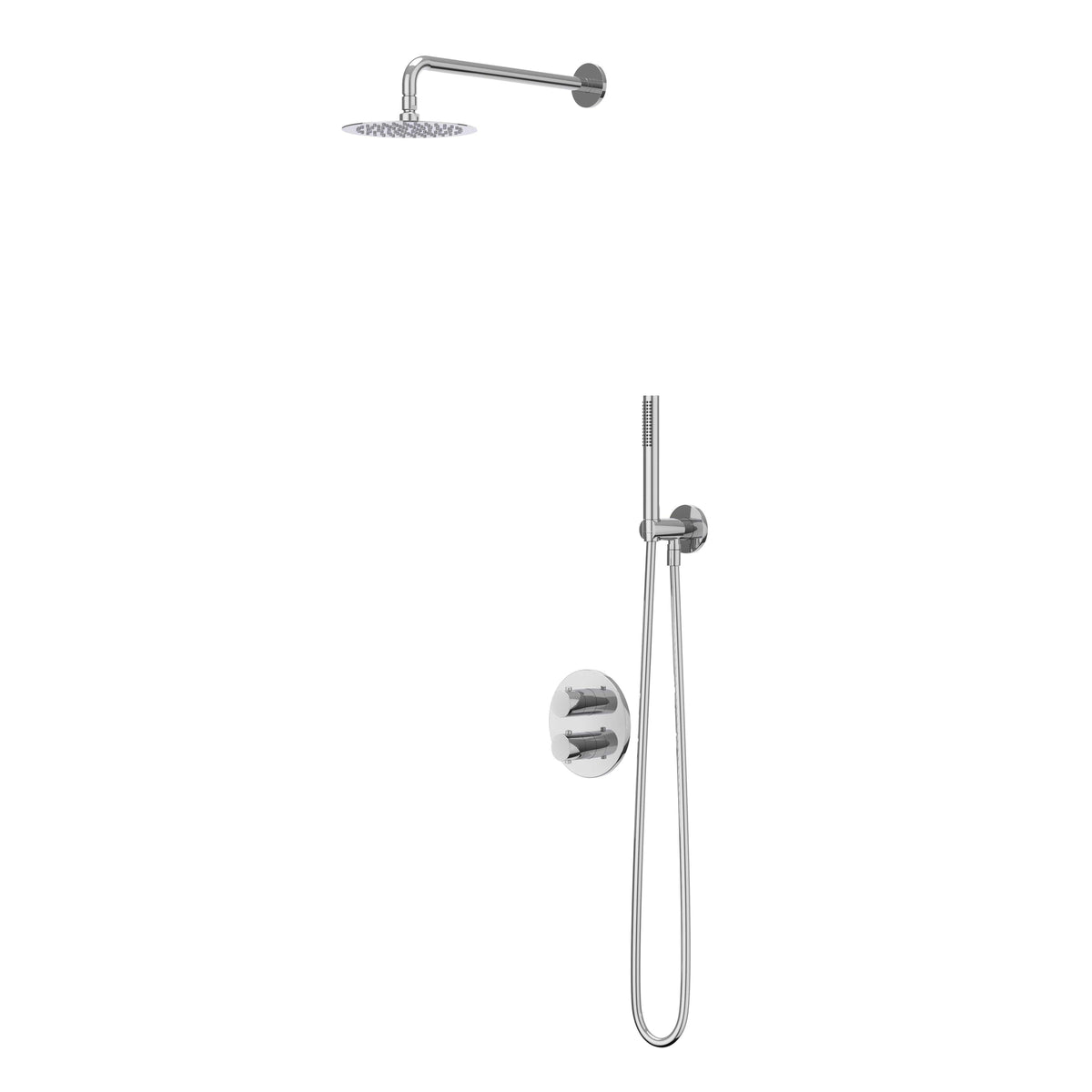 IVY Bond Regendoucheset - inbouw - 2-weg stop-omstel - 40cm wandarm - 25cm medium hoofddouche rond - glijstang met uitlaat - 150cm doucheslang - satin spray handdouche - Chroom