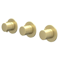 IVY Bond Rain Shower Set - built-in - symmetry - 2 shut-off valves - 15cm ceiling arm - 20cm slim overhead shower - holder with outlet - 150cm shower hose - satin spray hand shower - Brushed matt gold PVD