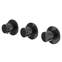 IVY Bond Regendoucheset - inbouw - symmetry - 2 stopkranen - 15cm plafondbuis - 20cm slim hoofddouche - houder met uitlaat - 150cm doucheslang - satin spray handdouche - Zwart chroom PVD