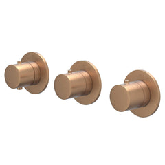IVY Bond Regendoucheset - inbouw - symmetry - 2 stopkranen - 40cm wandarm - 30cm medium hoofddouche - glijstang met uitlaat - 150cm doucheslang - satin spray handdouche - Geborsteld mat koper PVD
